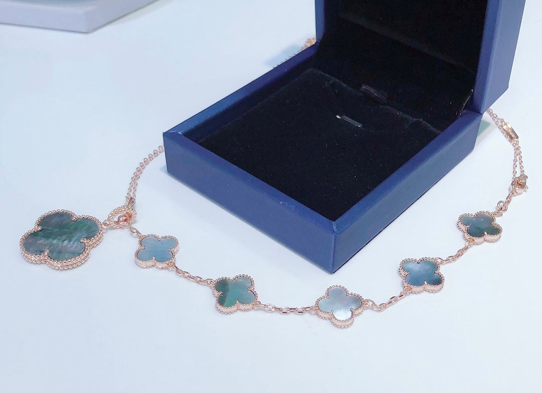 [Stellar Jewelry]COMBINED BRACELET 5 MOTIFS AND NECKLACE DARK MOP ROSE GOLD