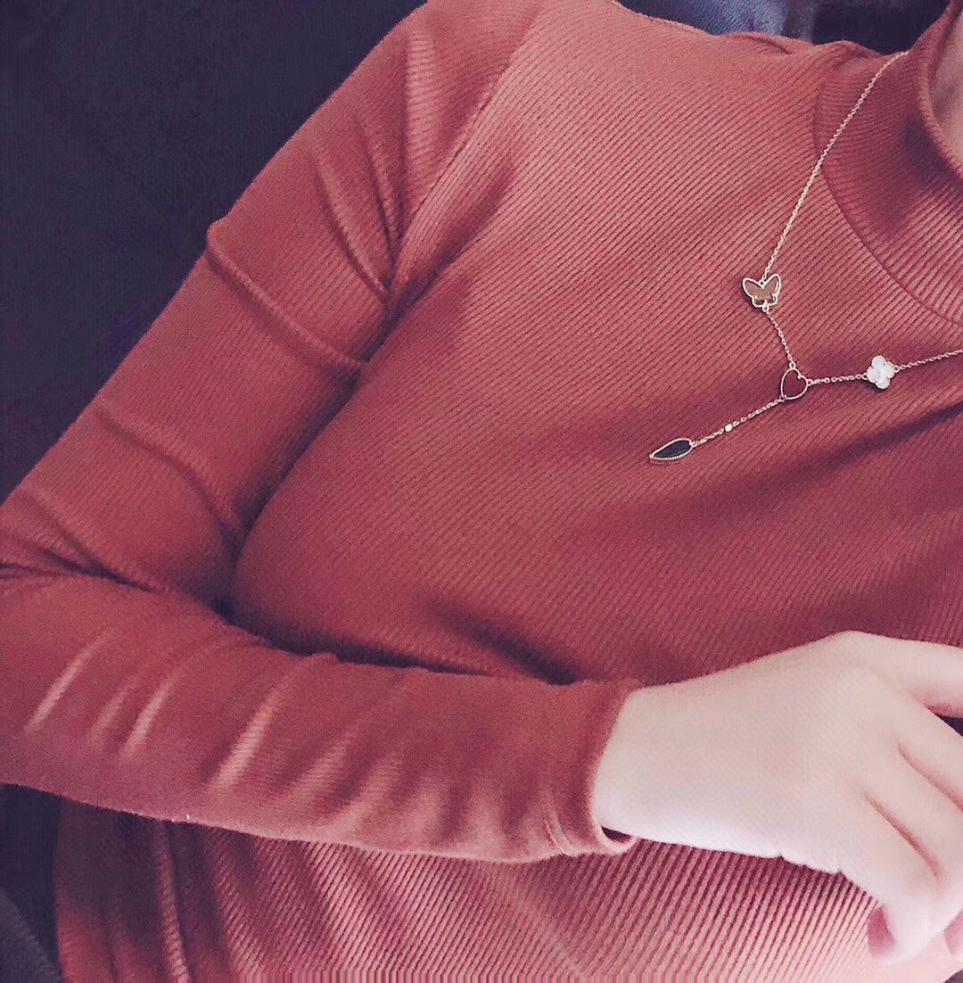 [Stellar Jewelry]LUCKY SPRING 4 MOTIFS ROSE GOLD NECKLACE