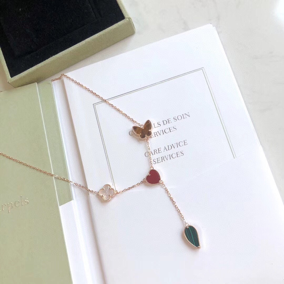 [Stellar Jewelry]LUCKY SPRING 4 MOTIFS ROSE GOLD NECKLACE