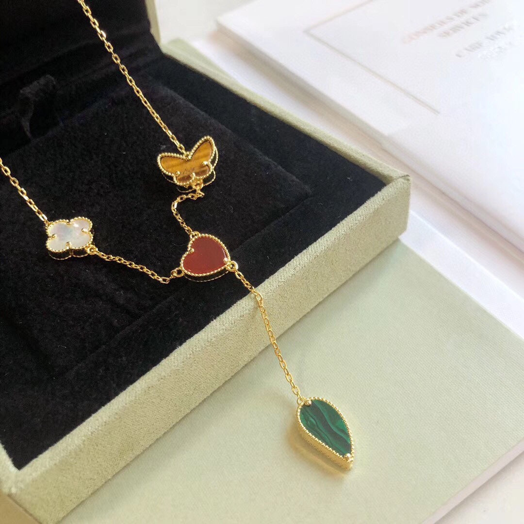 [Stellar Jewelry]LUCKY SPRING 4 MOTIFS ROSE GOLD NECKLACE