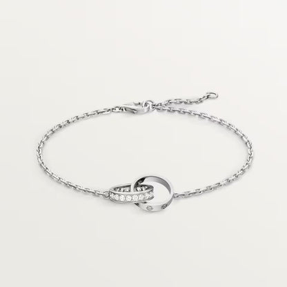 [Stellar Jewelry]LOVE DOUBLE RING HALF DIAMOND BRACELET