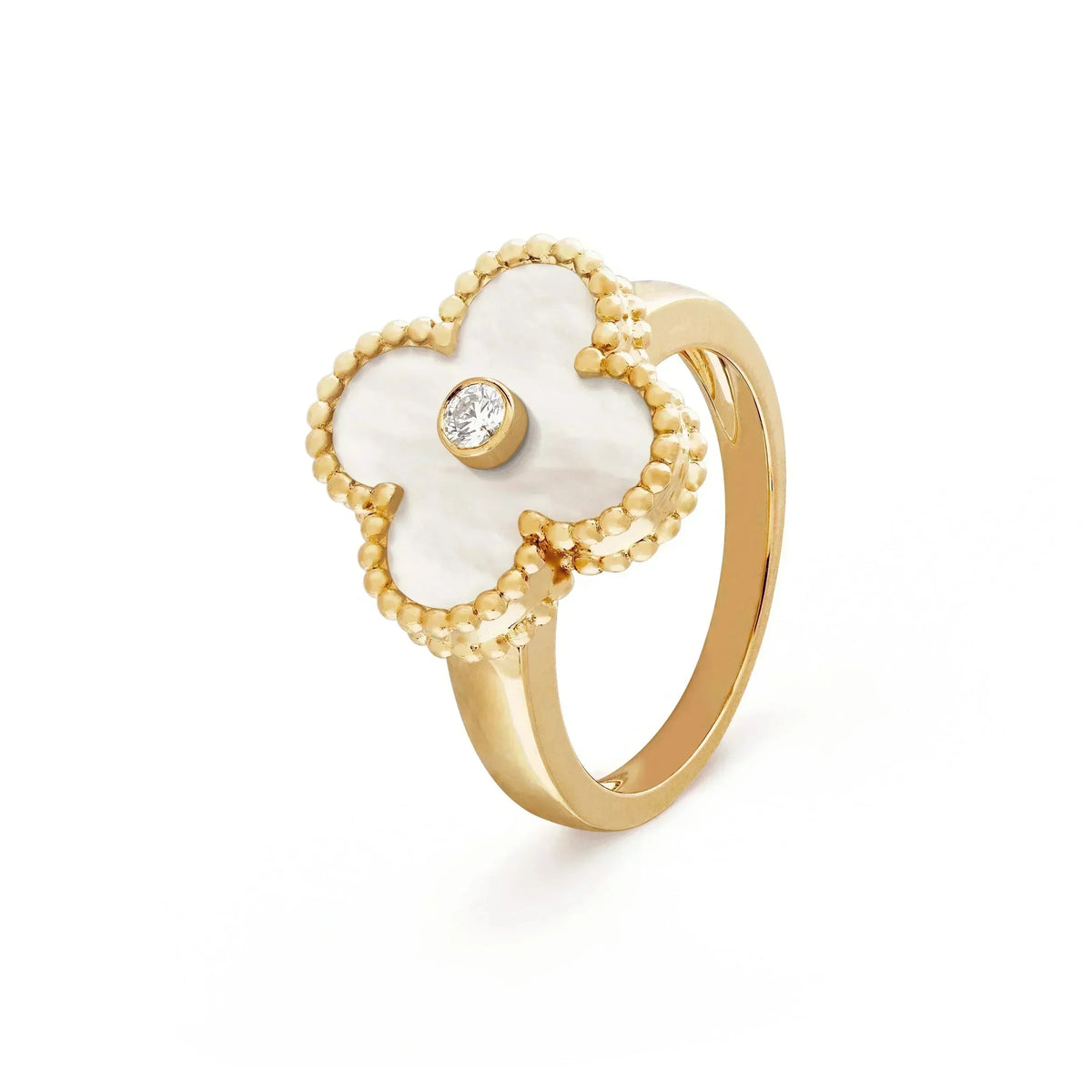 [Stellar Jewelry]CLOVER PINK MOP RING GOLD DIAMOND