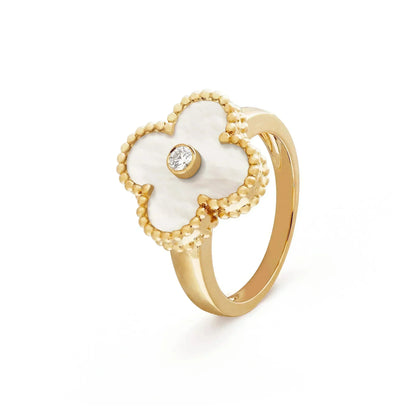 [Stellar Jewelry]CLOVER PINK MOP RING GOLD DIAMOND