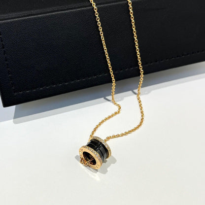 [Stellar Jewelry]ZERO 1 BLACK CERAMIC DIAMOND PINK GOLD NECKLACE